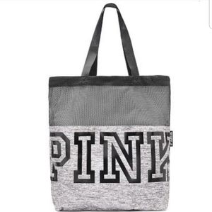 PINK Mesh Marl Gray & Black Tote